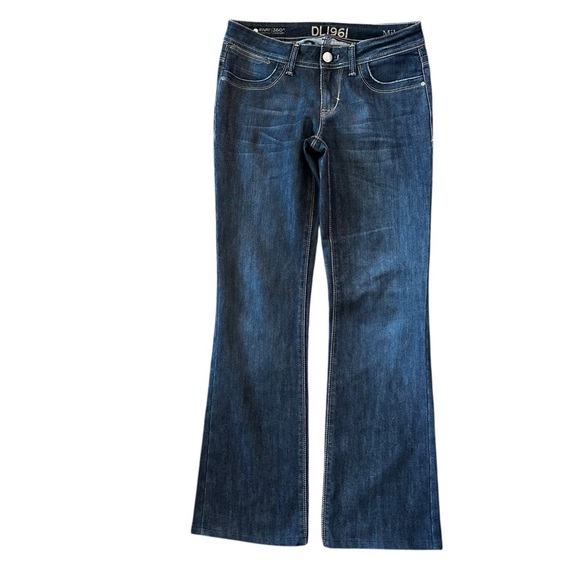 DL1961 Bootcut Milano Stretch Medium Dark Wash Low Rise Jeans Sz 27 - Picture 3 of 7